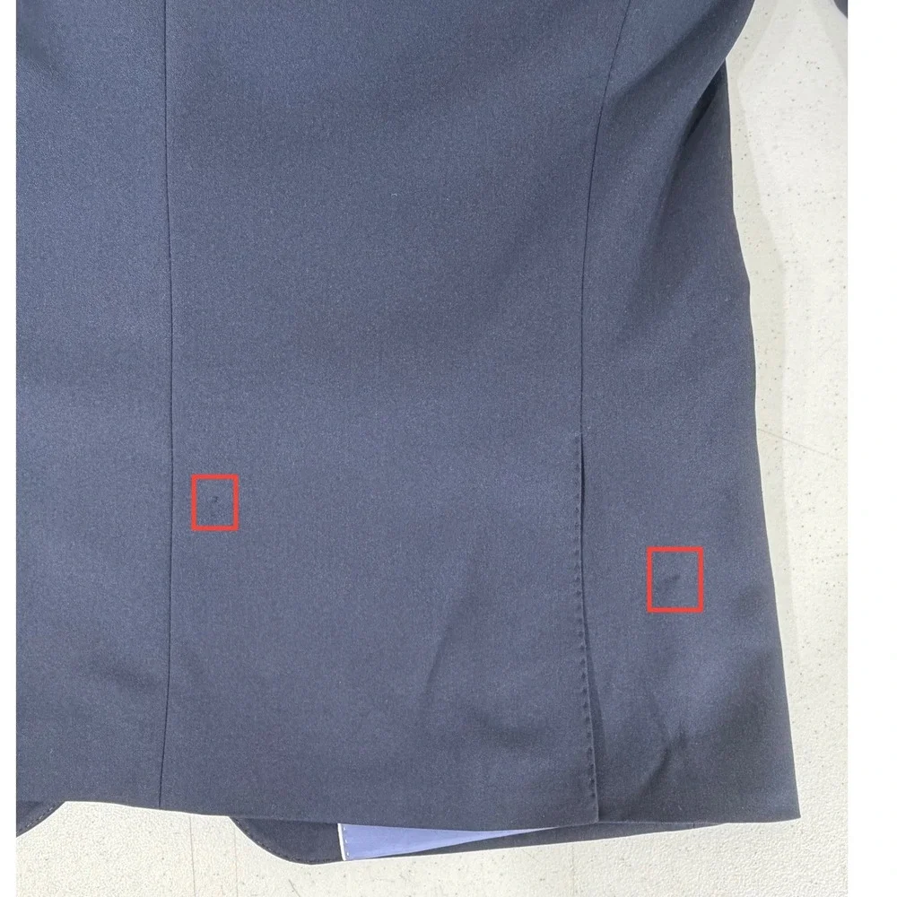 SuitShop Blazer 46S Navy Blue Slim Fit Stretch Two-Button Suit Jacket READ